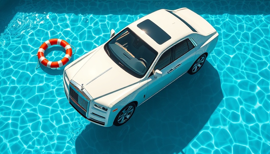 Did Keith Moon Really Sink a Rolls-Royce Phantom? Car in pool image.