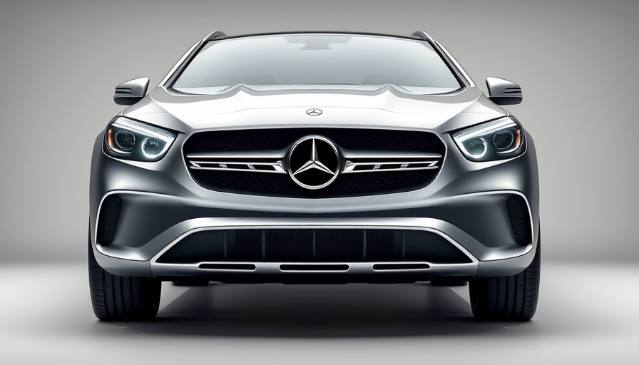 Futuristic redesign of 2026 Mercedes GLA-Class SUV, front view.