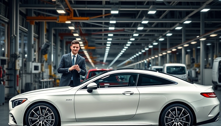 Mercedes BMW engine collaboration with white Mercedes and businessman.