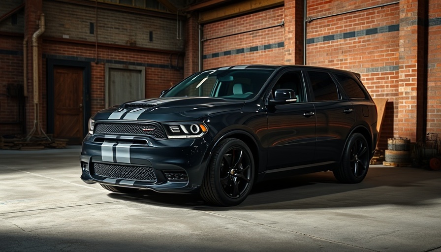 Durango Hellcat parked in industrial garage, highlighting restrictions.