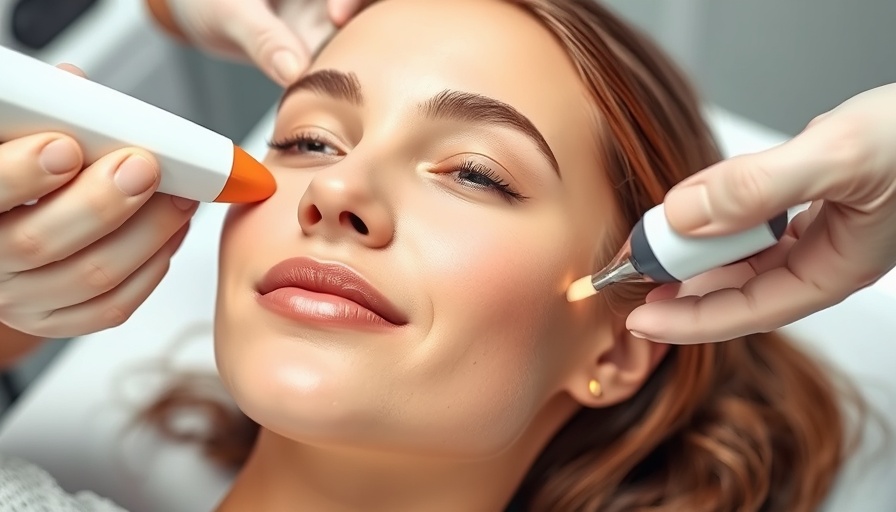 Young woman undergoing laser treatment for skincare in clinical setting.
