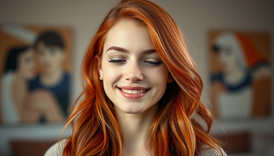 Confident woman with red hair smiling indoors.