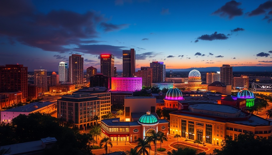 Orlando skyline at Fall Clinical Dermatology Conference 2025.