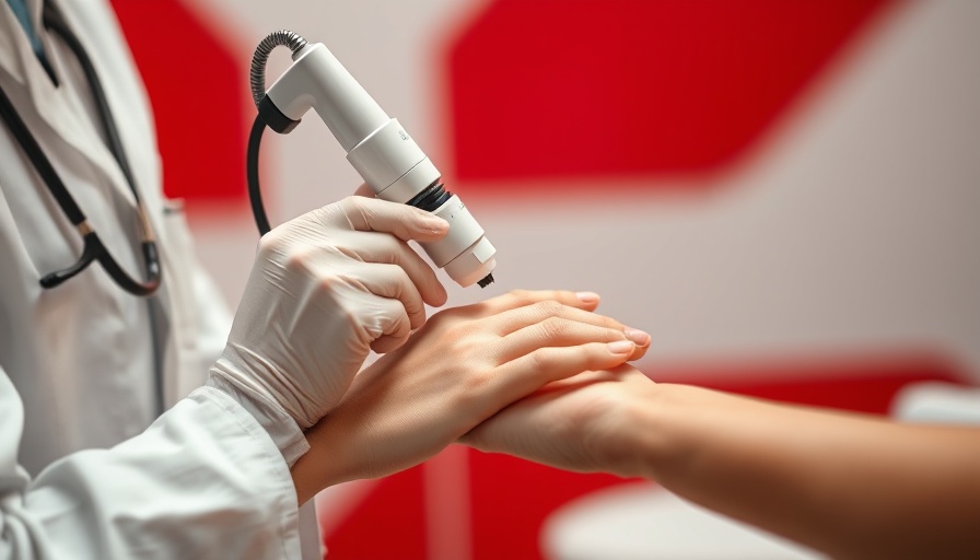 Dermatologist using dermatoscope with advancements in dermatology treatments.