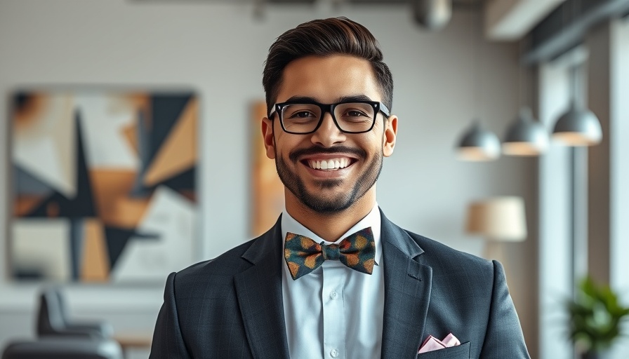 Male professional smiling in an office, discussing body surface area limitations in atopic dermatitis.