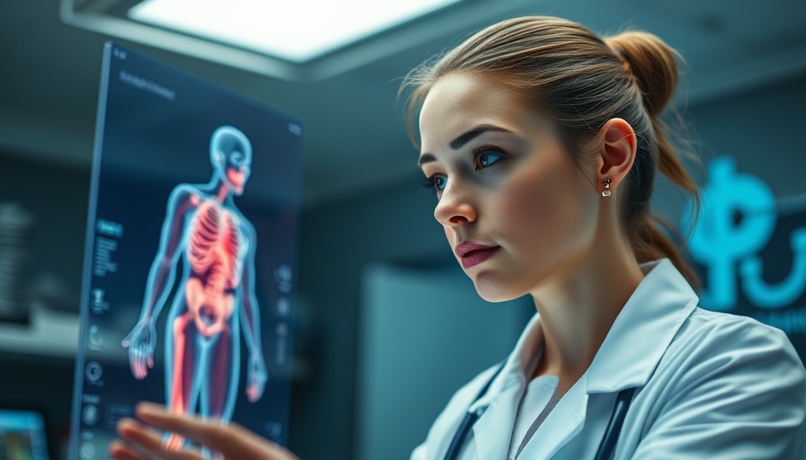 Doctor using advanced holographic display in breast surgery technology
