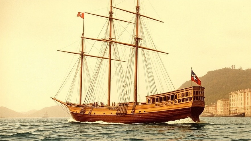 Lumber schooner Annie sailing in 1874, loaded with timber on California coast.