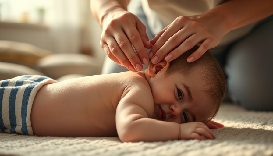 Gentle baby neck adjustment in a calm home setting.