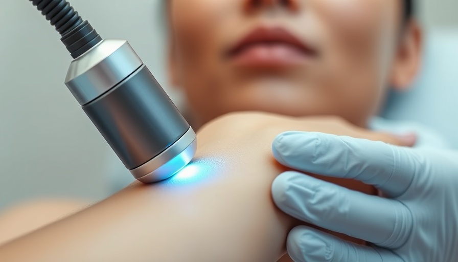 Shockwave therapy being applied to wrist pain treatment.
