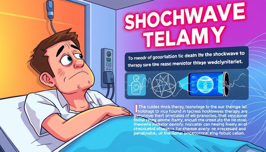 Cartoon depiction of shockwave therapy for pain relief.