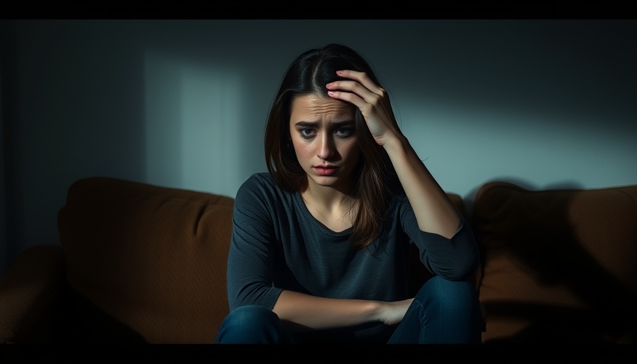 Woman experiencing anxiety in dimly lit room for 'curb panic attacks with mindfulness'.