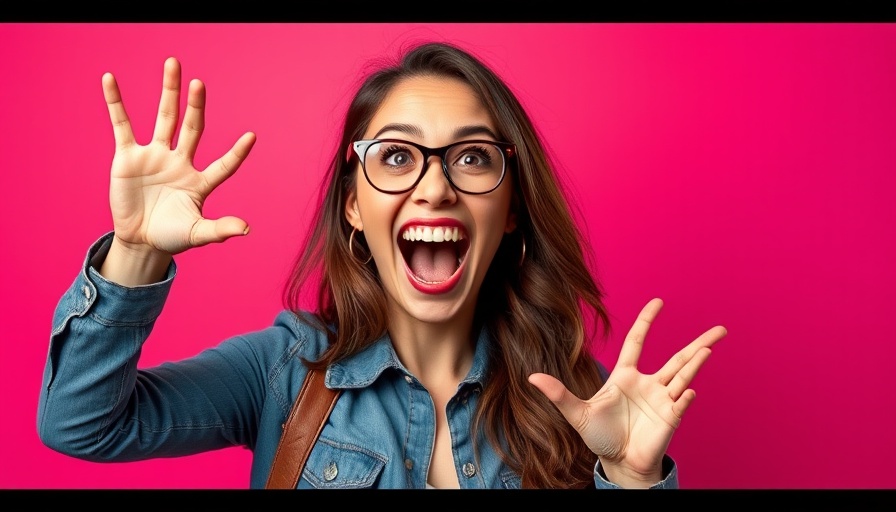 Excited woman promoting natural hormonal balance solution.