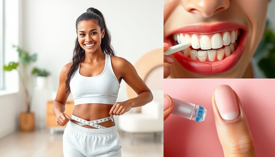 Collage illustrating health benefits of iodine for teeth, skin, and weight.