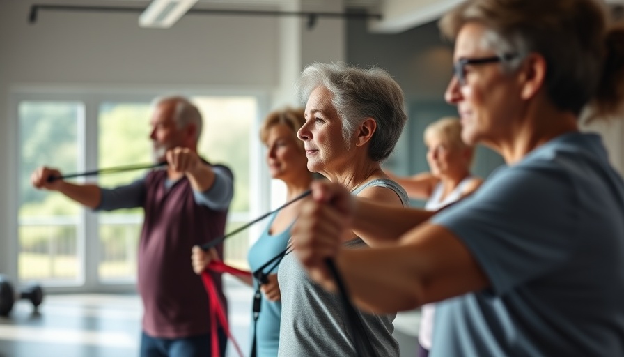 Gig Harbor physical therapy session with older adults using resistance bands.