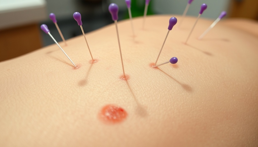 Acupuncture needles inserted in skin with redness, Gig Harbor acupuncture