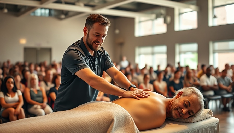 Energetic therapist performing deep tissue massage for sore muscles.