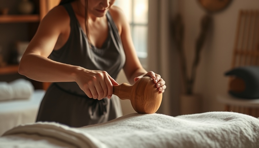 Masseuse using wooden tool showcasing alternative massage techniques.