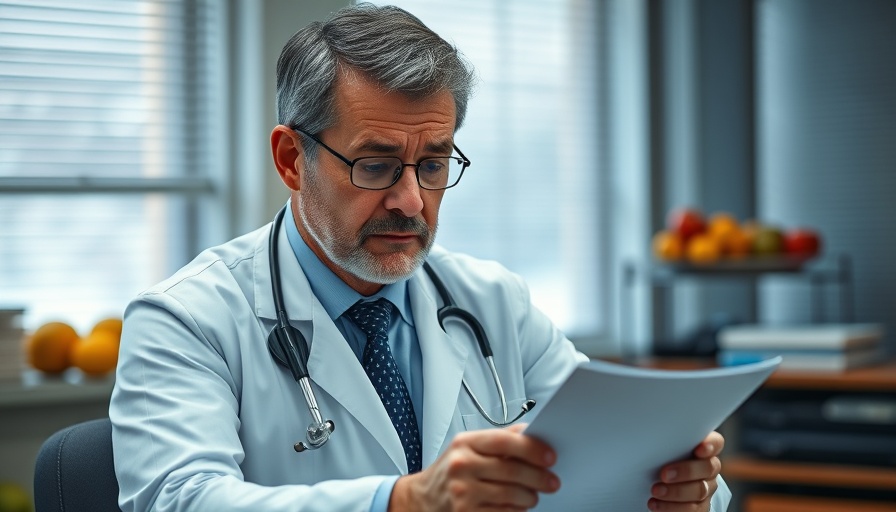 Doctor's knowledge of nutrition in medicine, focused in office.