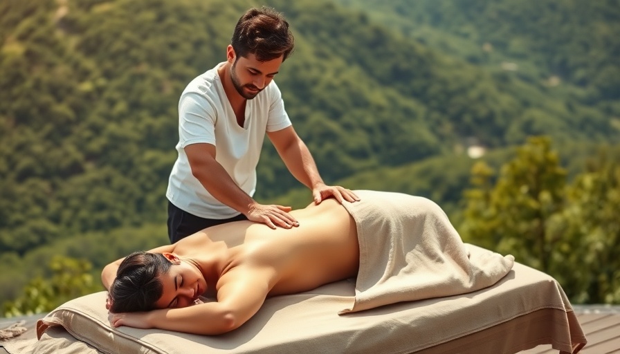 Professional massage session on mountain top with scenic view.