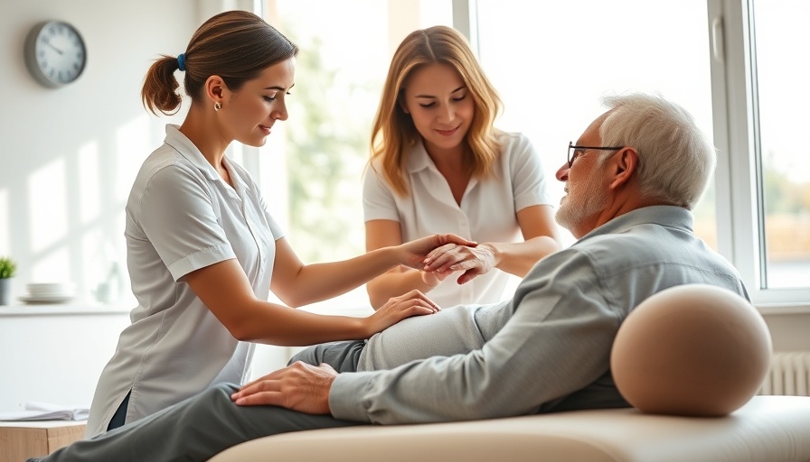 Chiropractic care for arthritis: Female chiropractor aids elderly man.