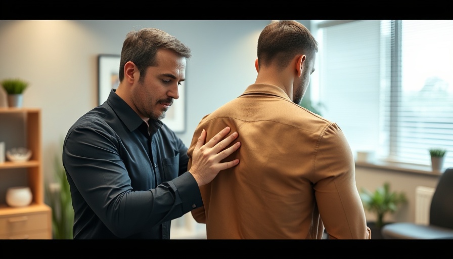 Chiropractor in Gig Harbor adjusting a client's back in an office.