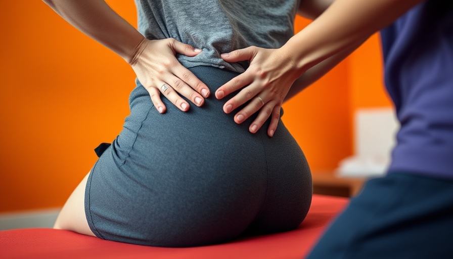Close-up hip flexor massage therapy session.