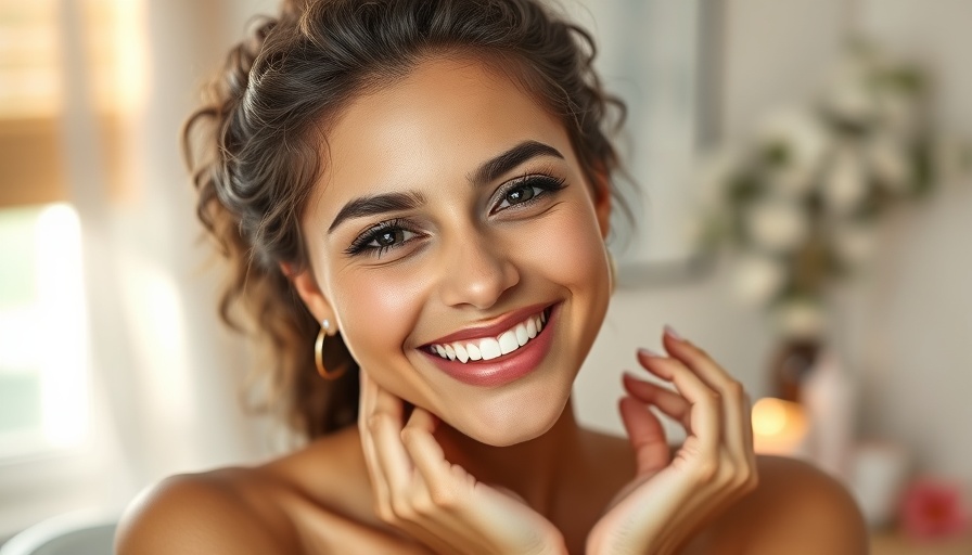 Skincare solutions for oily skin and dark circles, young woman smiling