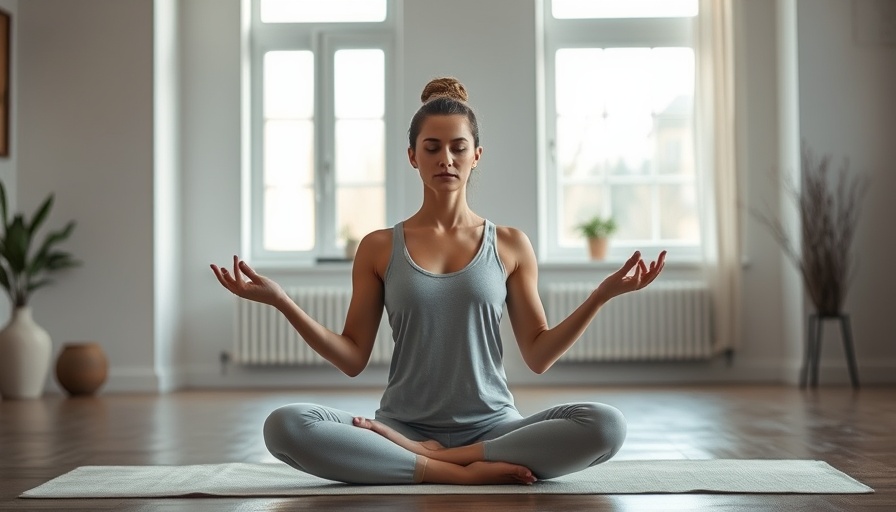 Woman practicing yoga for panic and anxiety relief indoors.