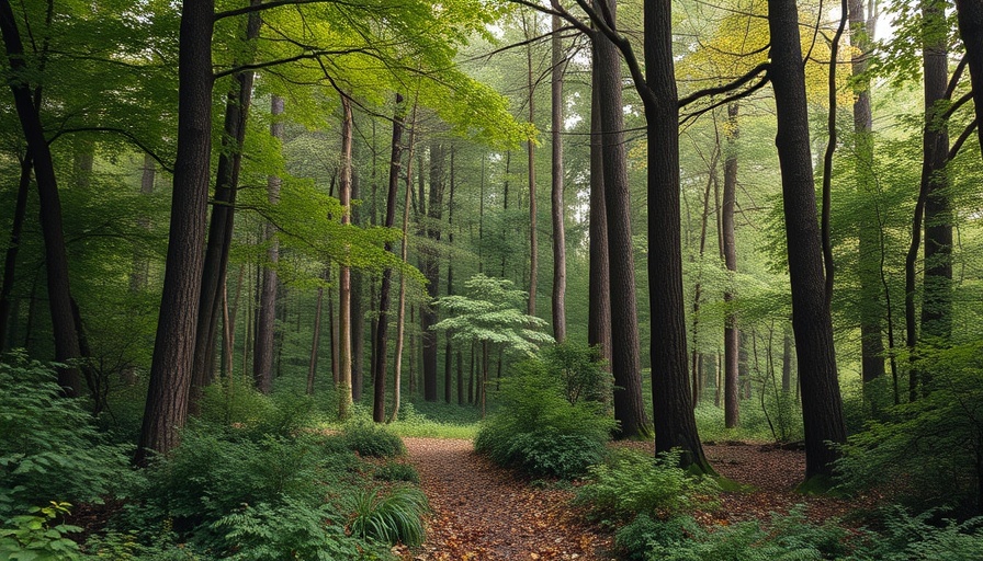 Guided walking meditation in serene forest setting.