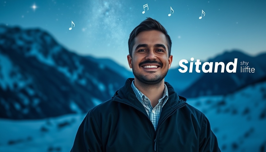 Guided meditation for sleep podcast advertisement with serene background.