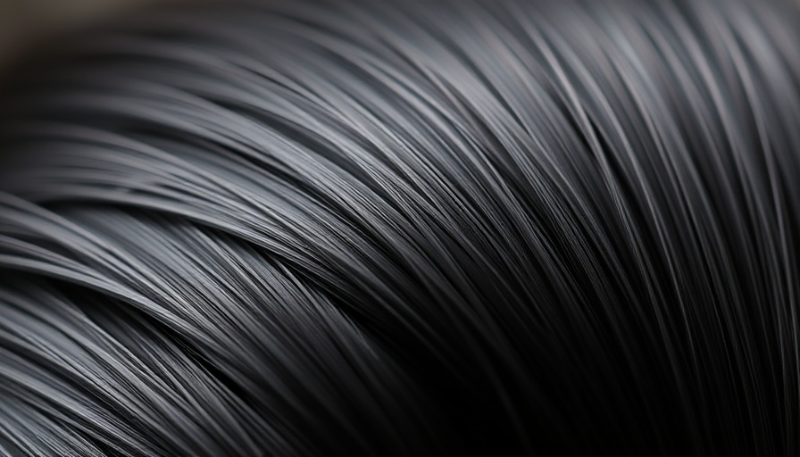 Shiny black hair close-up highlighting natural supplements for hair growth.