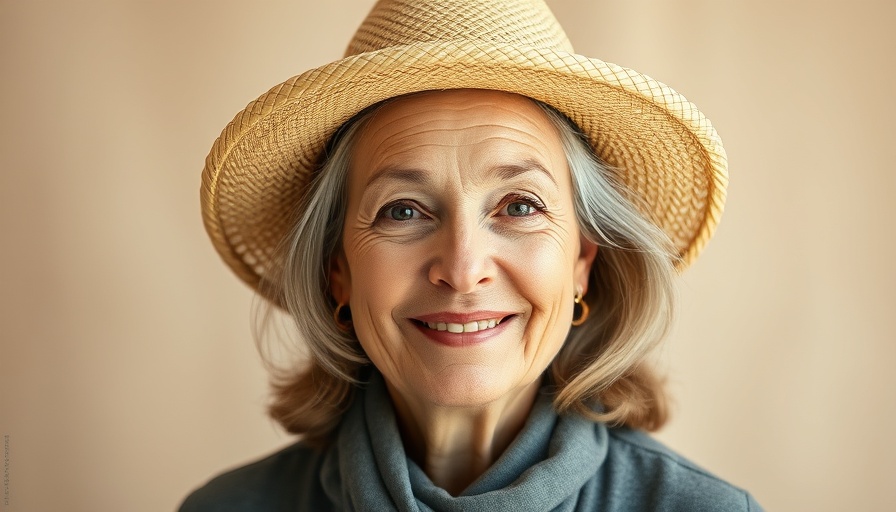 Middle-aged woman promoting guided meditation with a healing vortex concept.