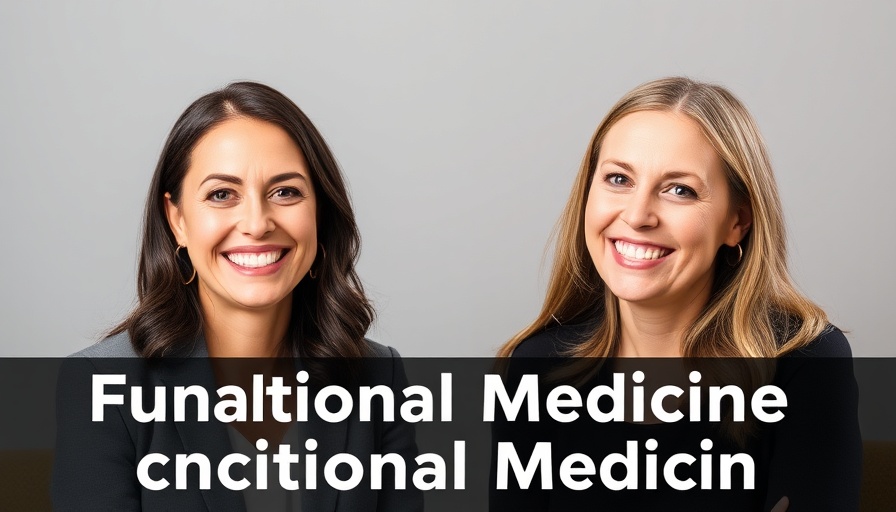 Functional medicine doctor podcast promotion image with two women.