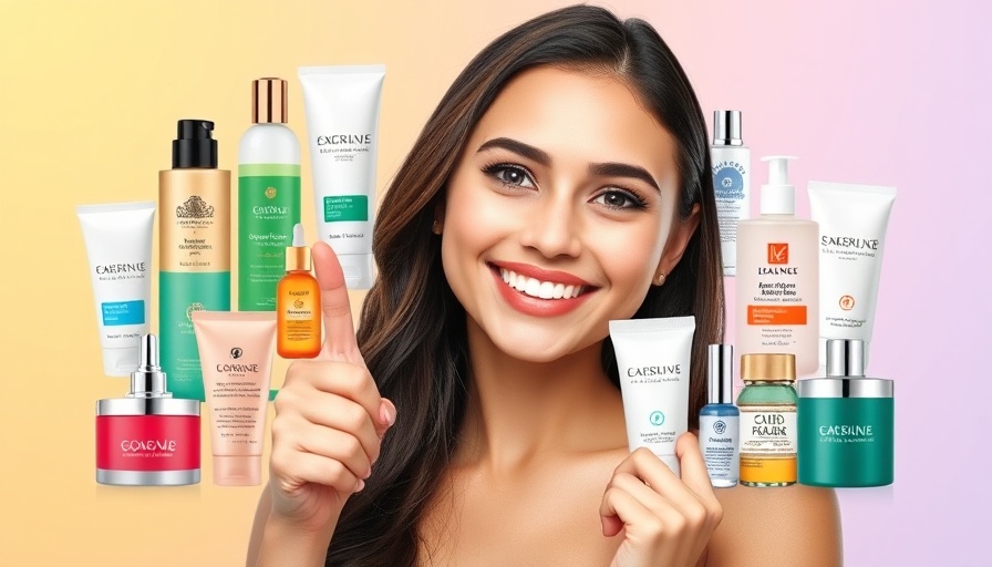 Collage of cult classic skincare products with a smiling woman.
