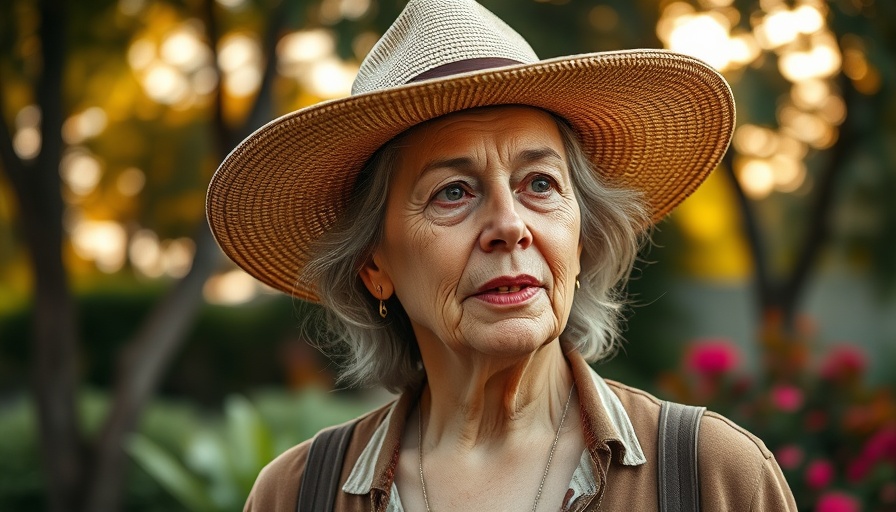 Middle-aged woman discussing hypnosis outdoors in Gig Harbor garden.