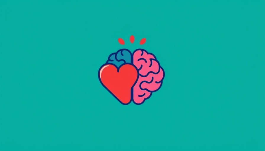 Flat design heart and brain illustration symbolizing emotional healing.
