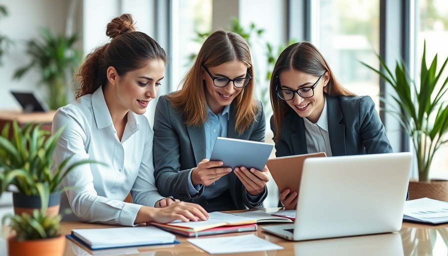 Professional setting of career development tools with digital overlay.