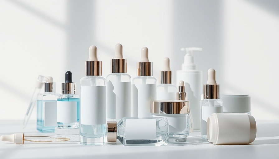 Elegant skincare products on reflective surface for DNA-driven skincare.