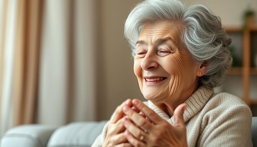 Elderly woman discussing stress relief therapy indoors.