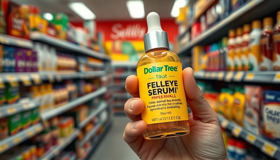 Dollar Tree eye serum bottle held in hand in store aisle.