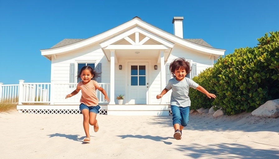 Children running to a coastal beach house in Alabama.