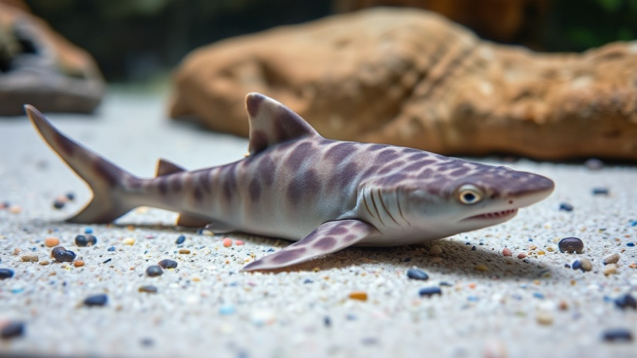 Small shark resting in sandy aquarium with rocks and shells, Name a Shark