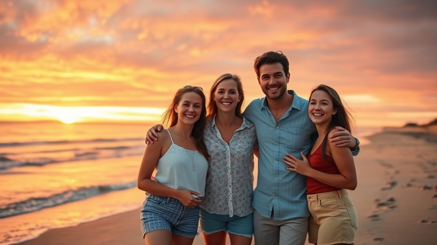 Happy family enjoying sunset on Anna Maria beach