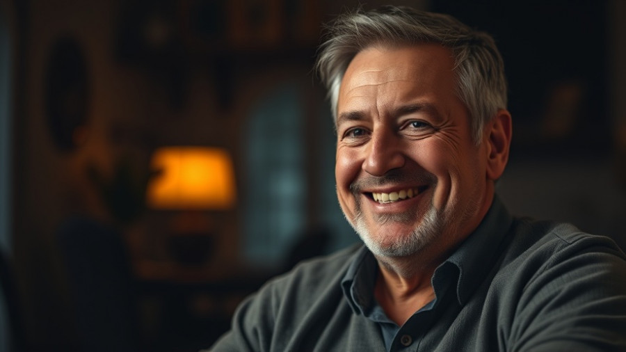 Culinary challenges and inspiration, smiling man in dim setting.