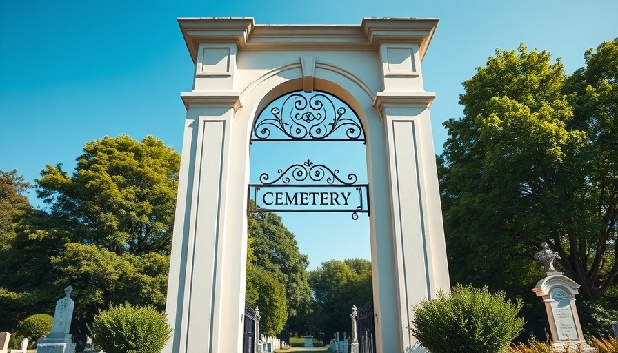Tall white cemetery pillar with an archway in New Orleans.