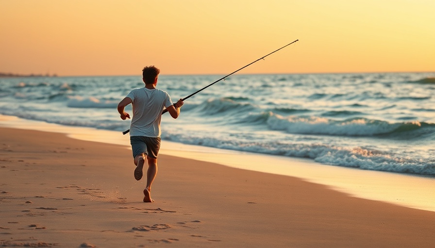 Surf fishing success strategies at sunset with a vibrant beach scene.