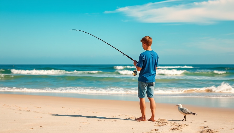 Man fishing on sunny beach, illustrating fishing timing mistakes.