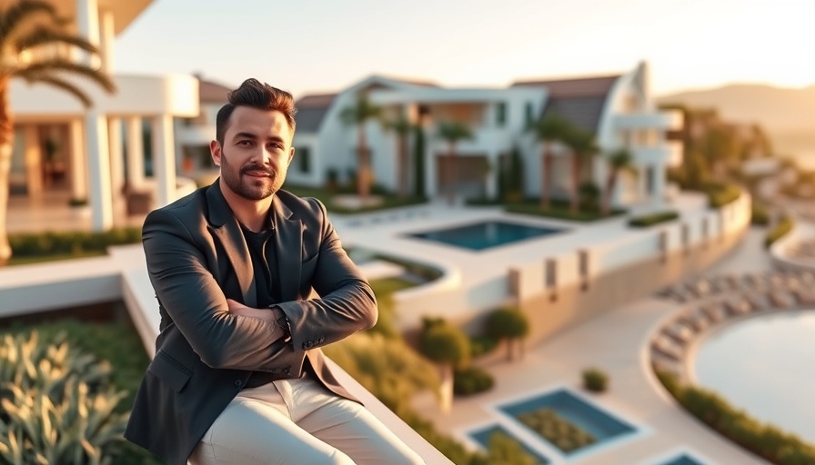 Man sitting confidently near luxury homes in Inlet Beach