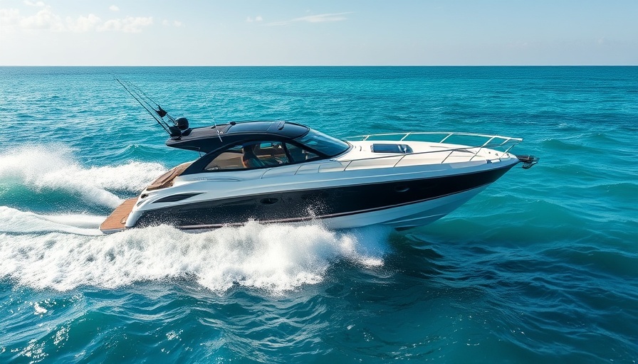 Speedboat cruising Venice Florida Inlet in turquoise waters