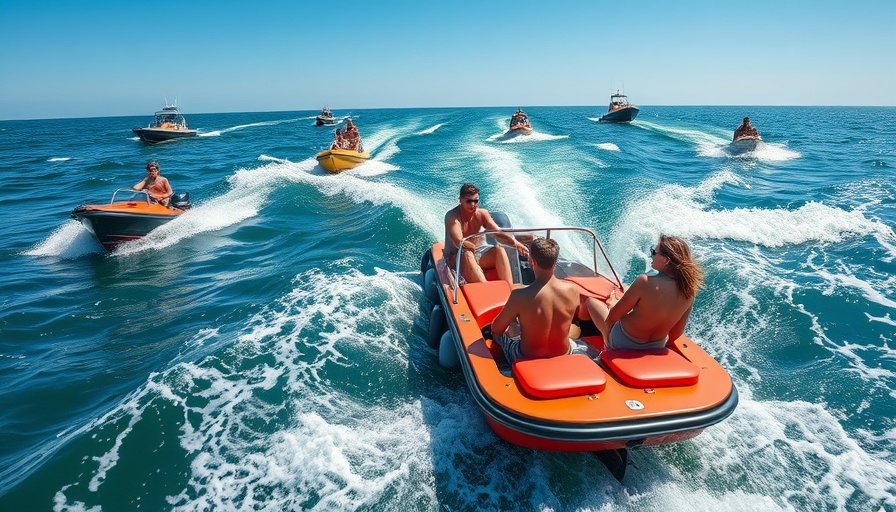 Boating and jet skiing in Venice Florida with people enjoying the water.